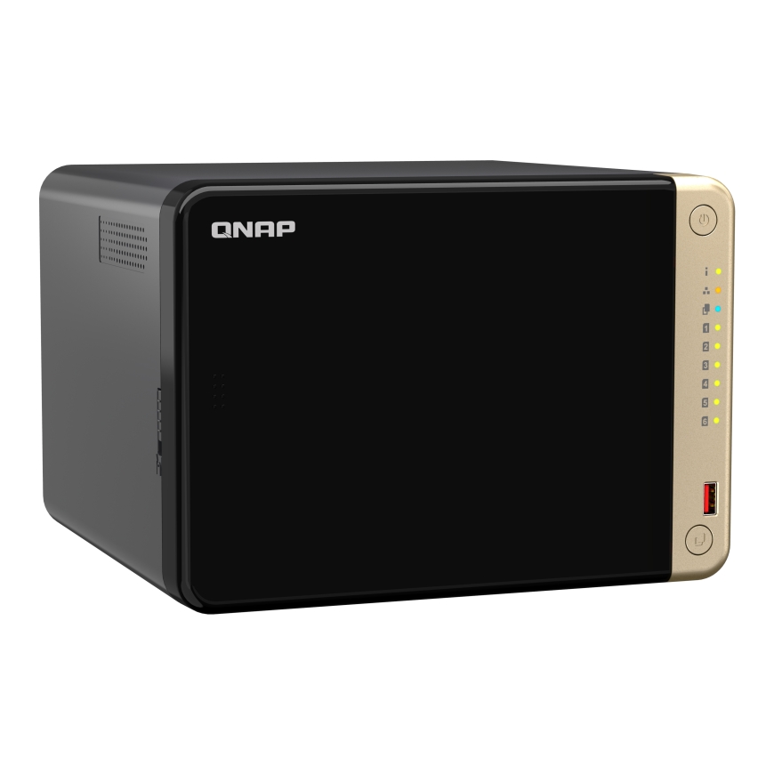 QNAP TS-664 NAS Tower Intel® Celeron® N5095 8 GB DDR4 0 TB QNAP QTS Musta, Pronssi – 3