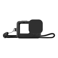 Puluz Silicone Case for GoPro HERO12, HERO11, HERO10, and HERO9 Black with Lens Cover and Strap (Black)