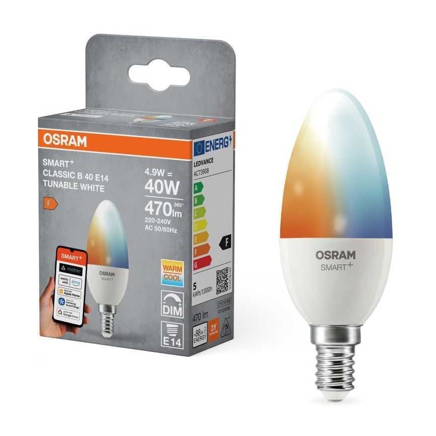 Osram SMART+ MATTER Reguliuojama balta klasikinė B40 4.9W E14 – 3
