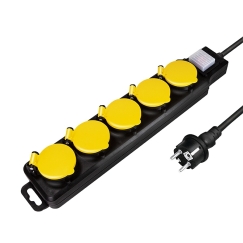 LogiLink LPS255 jatkojohto 1,5 m 5 AC-pistorasia(a) Ulkona Musta, Keltainen