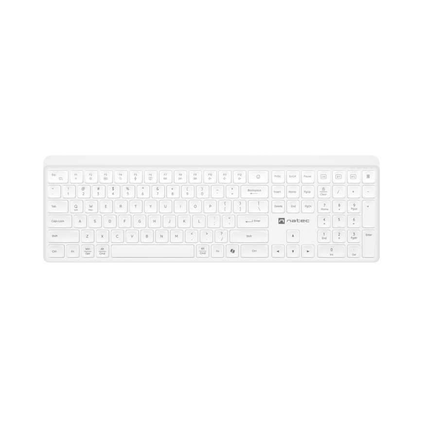Natec Tang US wireless keyboard BT + 2.4 GHz quiet Slim white