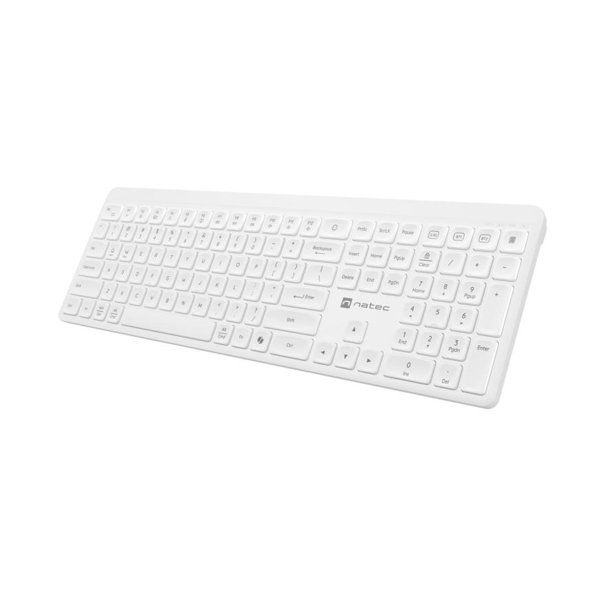 Natec Tang US belaidė klaviatūra BT + 2.4 GHz tylus Slim balta – 5