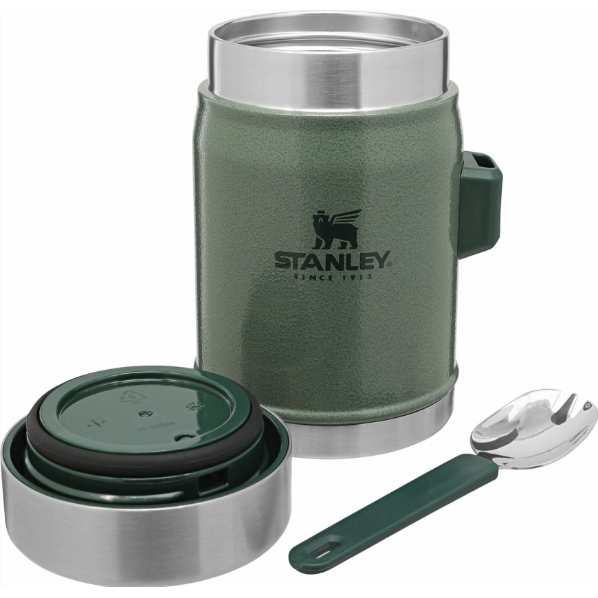 Stanley Legendary Classic maisto termosas + šaukštas-šakutė, 400 ml, žalias