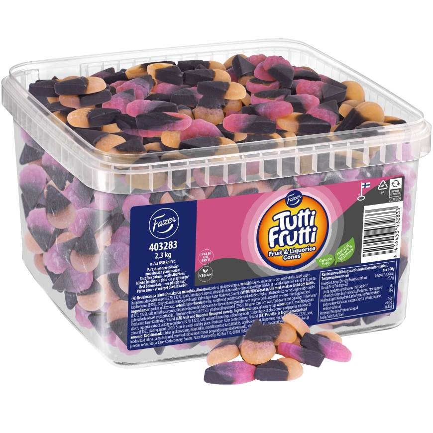 Fazer Tutti Frutti Augļu un Lakrica košļājamā konfekte, 2,3 kg