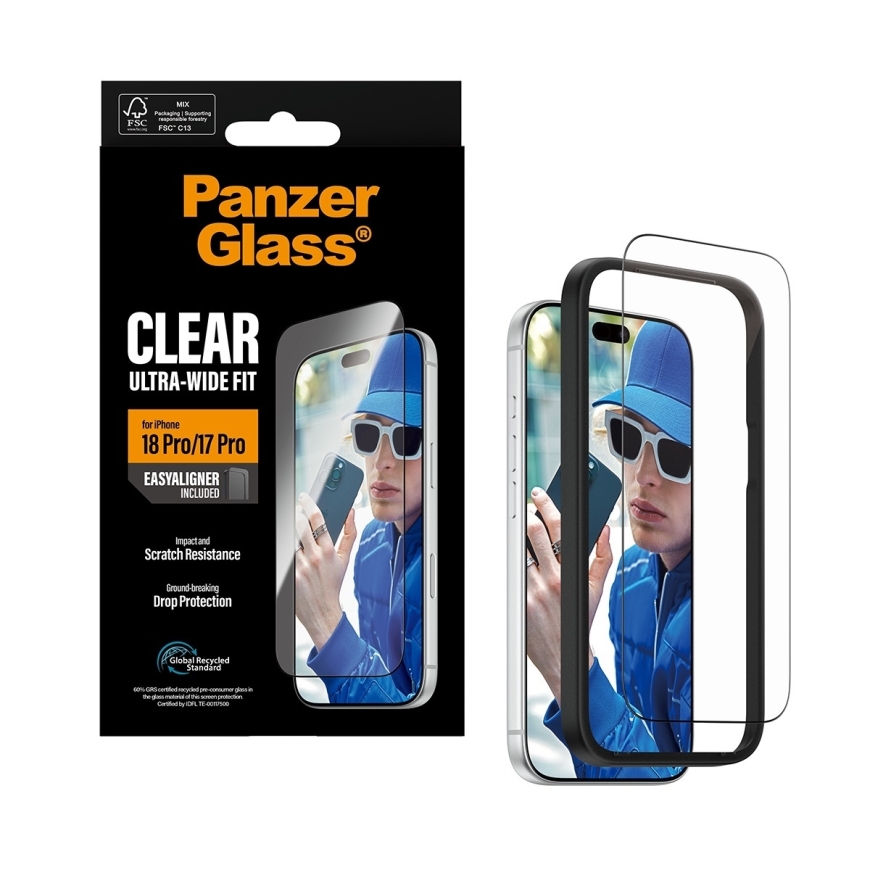 PanzerGlass Ultra-Wide Fit EasyAligner screen protector, iPhone 18 / 17 Pro – 5