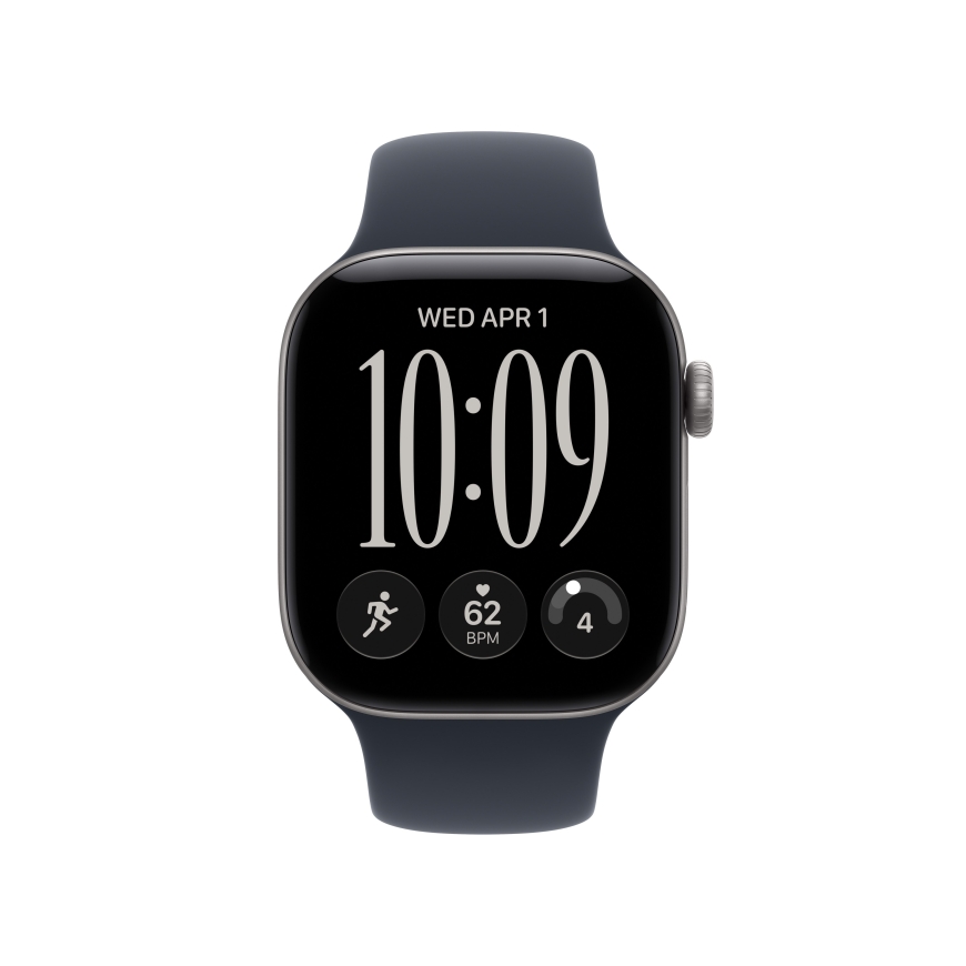 Apple Watch Series 12 (GPS) 42 mm tähtiharmaa alumiinikuori ja musteensininen urheiluranneke, S/M – 2