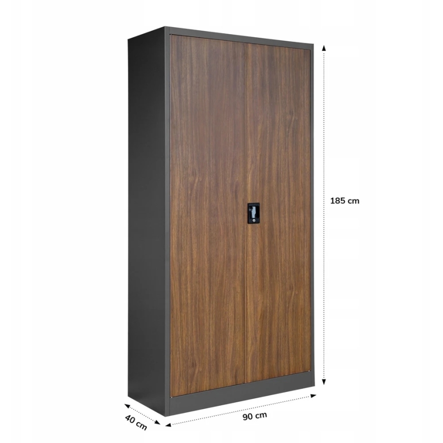 Jan Nowak Office Cabinet Desk for Documents, Anthracite/Walnut Color, Eco* Design, JAN, 900 x 1850 x 400 mm – 3