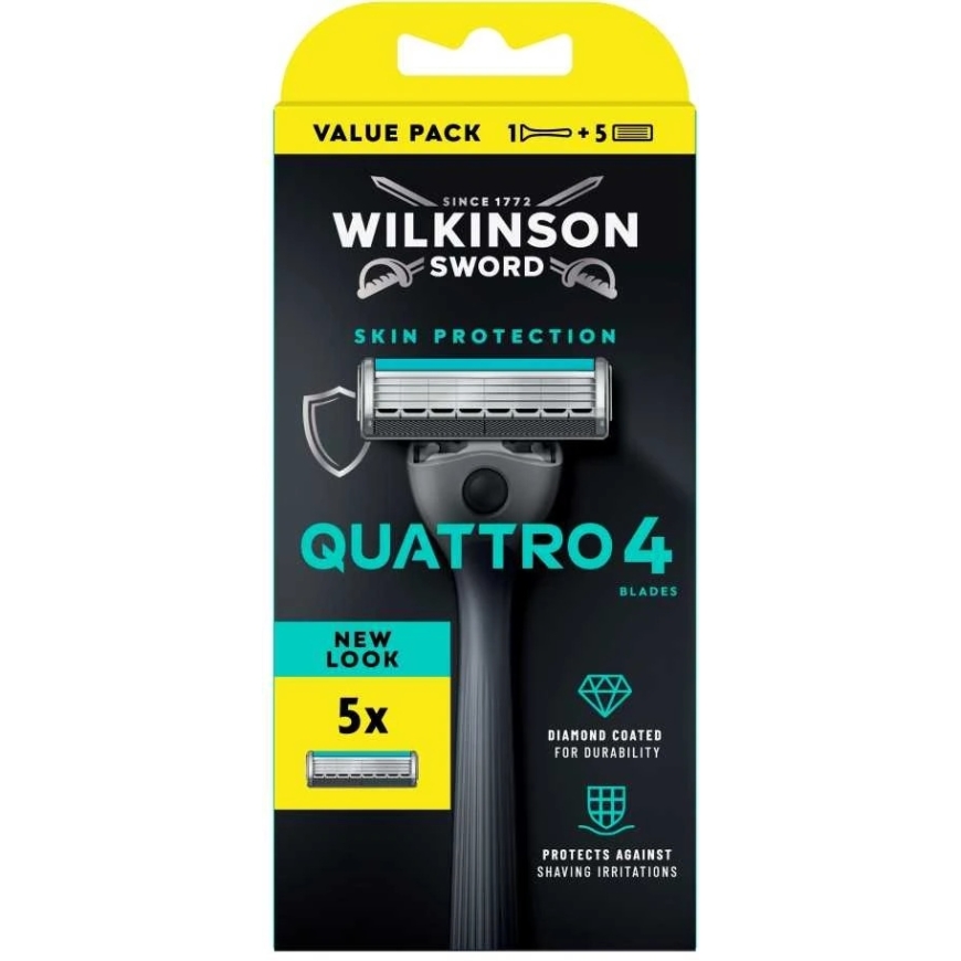 Wilkinson Sword Wilkinson Quattro 4 pardel, 5 vahetatavat osa, 5 U