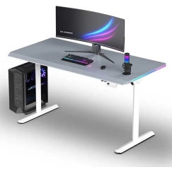 ULTRADESK Spēļu galds QUEST, 140x70cm, 72-120cm, balts un rozā