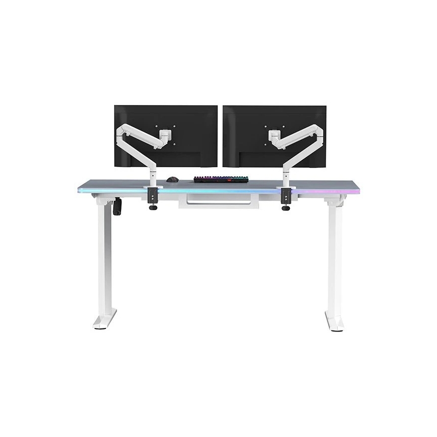 ULTRADESK Biurko dla gracza QUEST, 140x70cm, 72-120cm, balta ir-pilka – 5