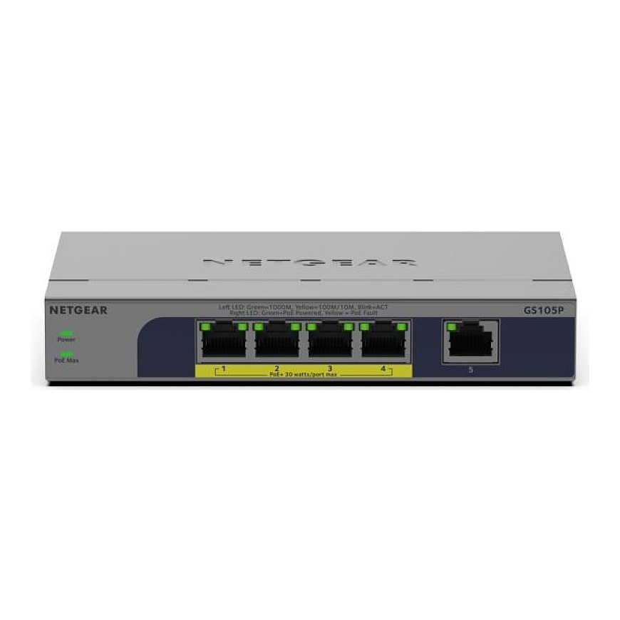 NETGEAR GS105P Неуправляемый Gigabit Ethernet (10/100/1000) Питание по Ethernet (PoE) Desktop/Wall-M – 2