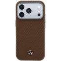 Кожаный полукорпус Mercedes с деревянным эффектом и MagSafe для iPhone 18 Pro Max / 17 Pro Max - Коричневый