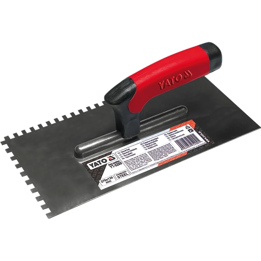 Yato Stainless Steel Trowel 270X130 MM, Tooth 6X6 MM