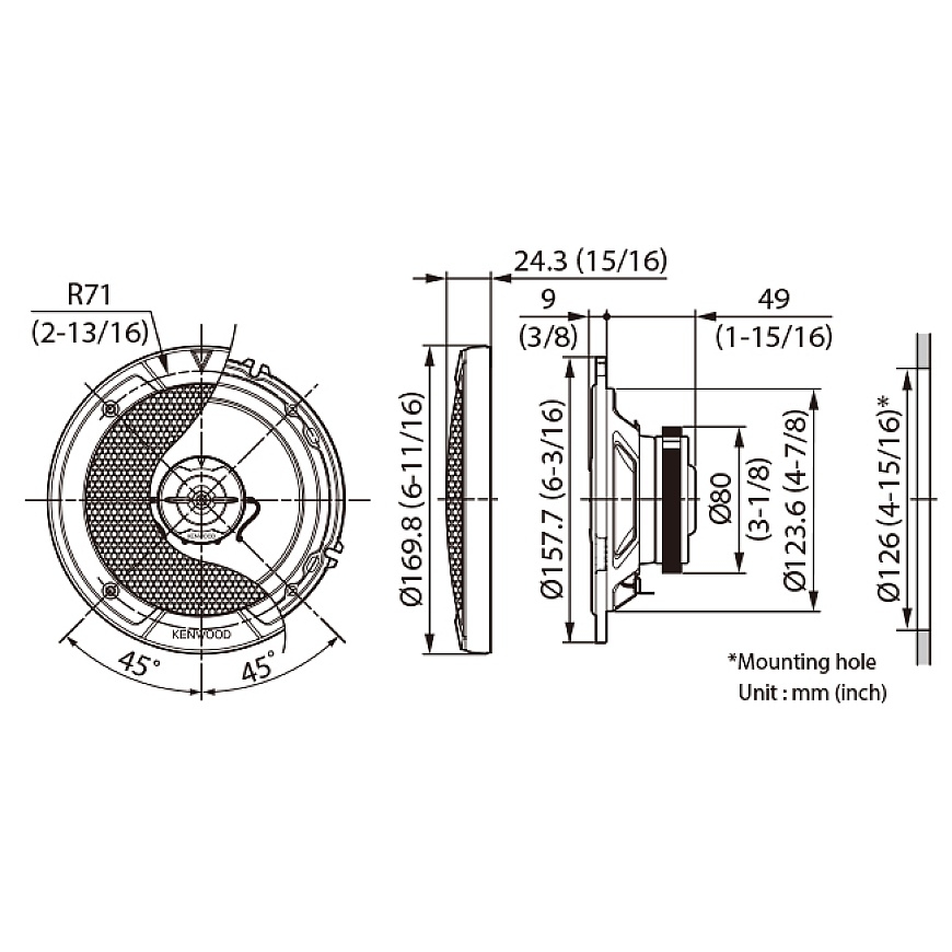 Kenwood KFC-S1677EX automašīnu skaļrunis Apaļš 2 joslu 330 W – 5