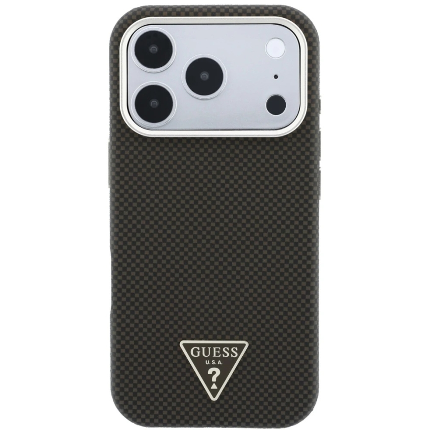 Guess Kevlar Triangle Logo MagSafe maciņš iPhone 17 Pro / 18 Pro – brūns – 3