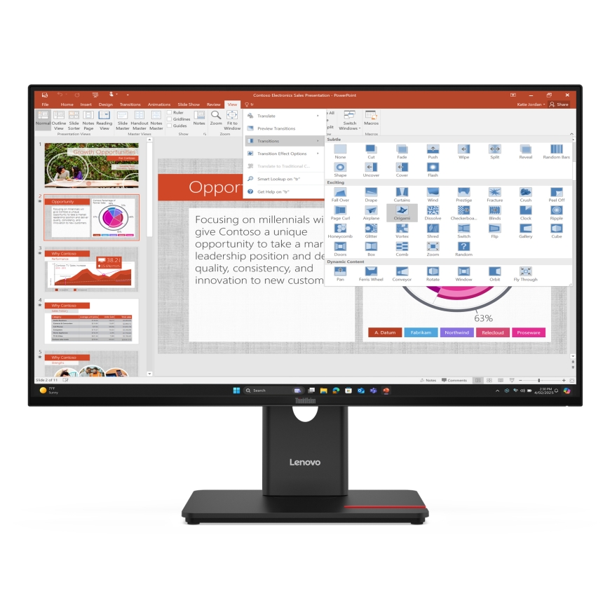 Lenovo ThinkVision T27-40 monitori 68,6 cm (27") 1920 x 1080 pikseļi Full HD LED Melns