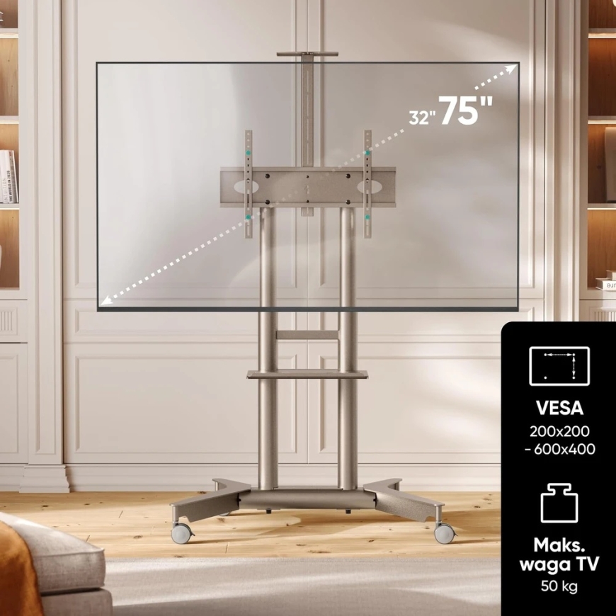 ONKRON Kannettava televisioteline 32–75 tuumaa, enintään 50 kg, VESA 600 × 400, TS1571-C – 3