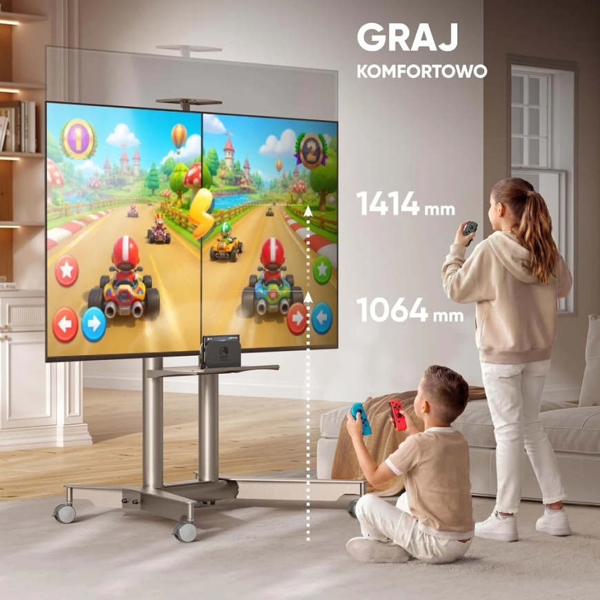 ONKRON Pārvietojams televizora statīvs 32–75 collas, līdz 50 kg, VESA 600 × 400, TS1571-C – 4