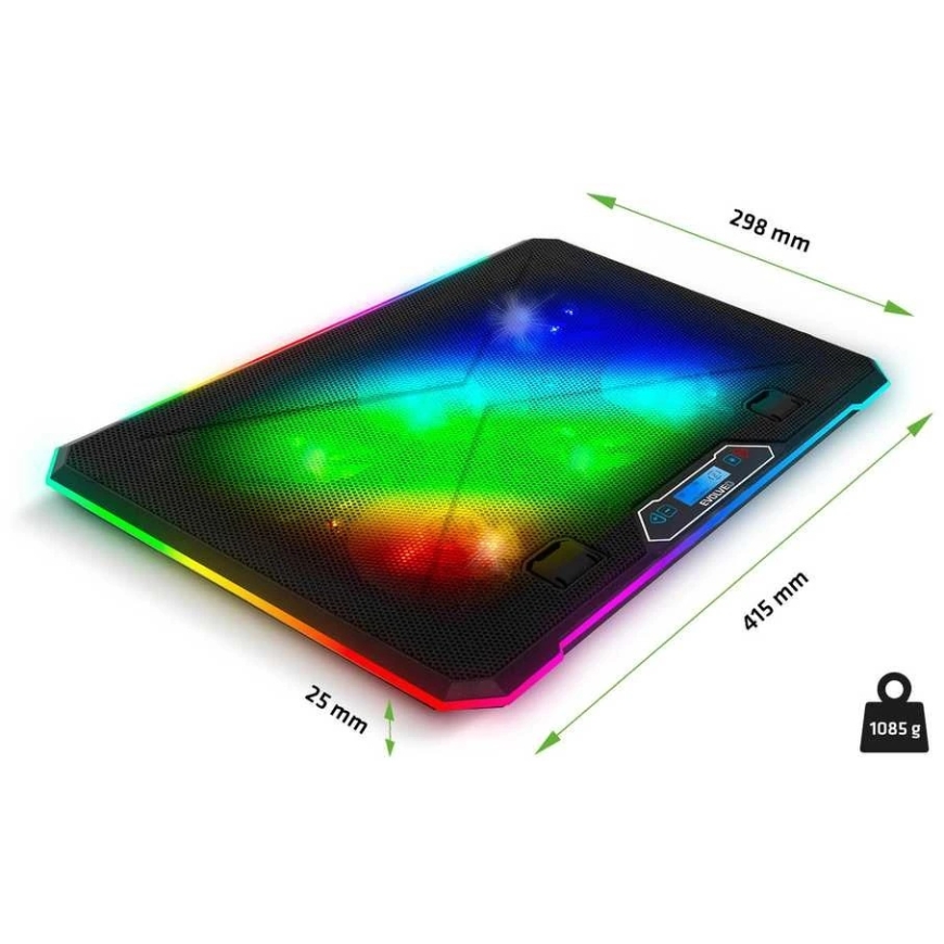 "Evolveo Ania 9RGB" jahutuspad, sülearvuti jahutuspad, 6 ventilaatorit, RGB ventilaatorid ja ringlülituslüliti – 2