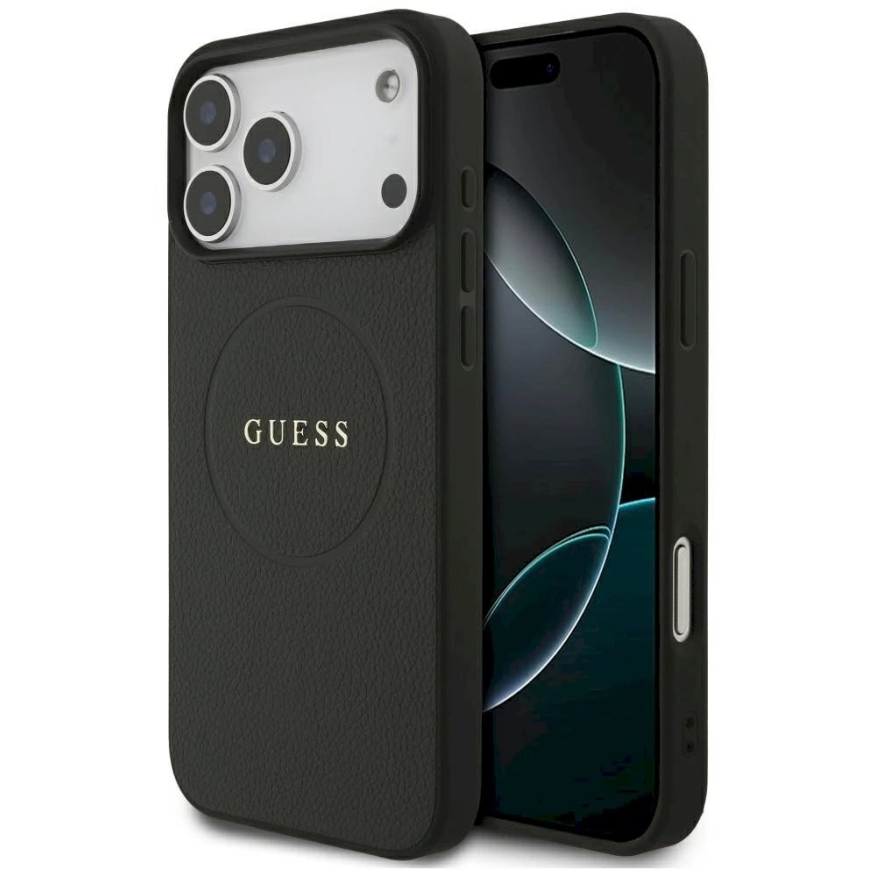 Guess Grained Gold Ring MagSafe vāciņš iPhone 18 Pro Max / 17 Pro Max - melns – 2