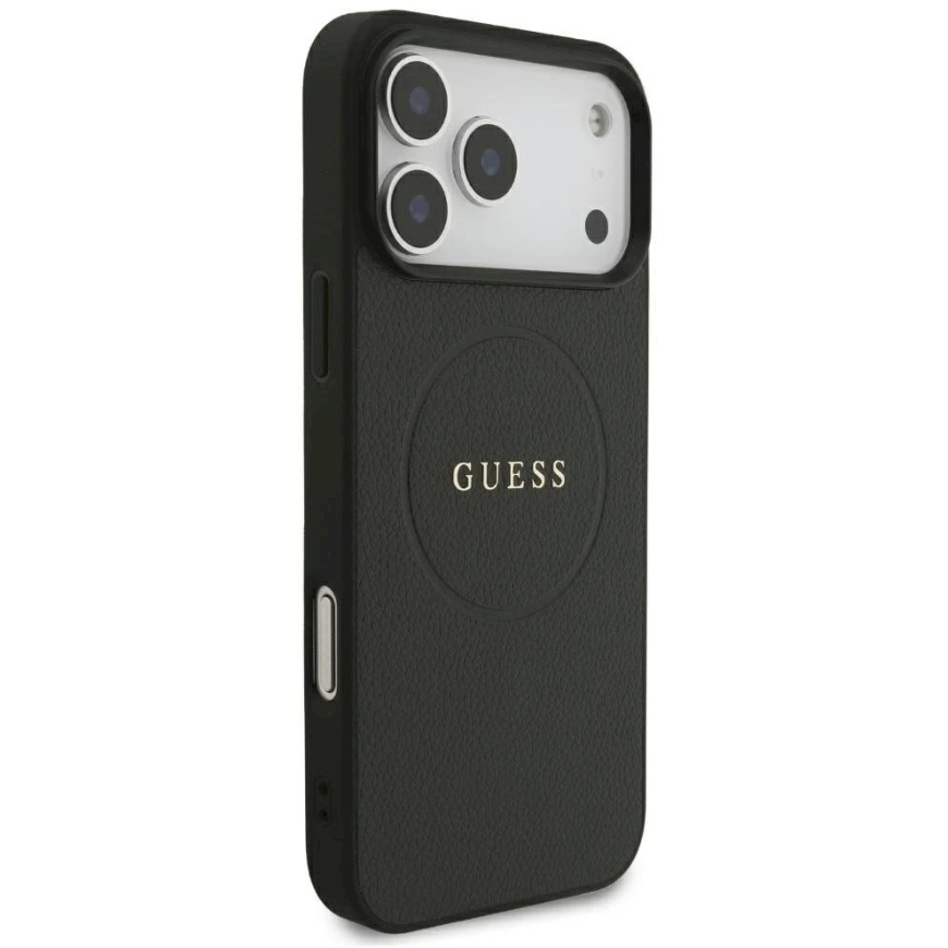 Guess Grained Gold Ring MagSafe vāciņš iPhone 18 Pro Max / 17 Pro Max - melns – 5