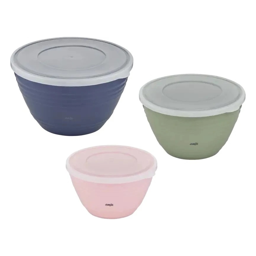 Emsa Mixing Bowl Set Colorful Prep & Bake 3-Piece with Lid (110538)