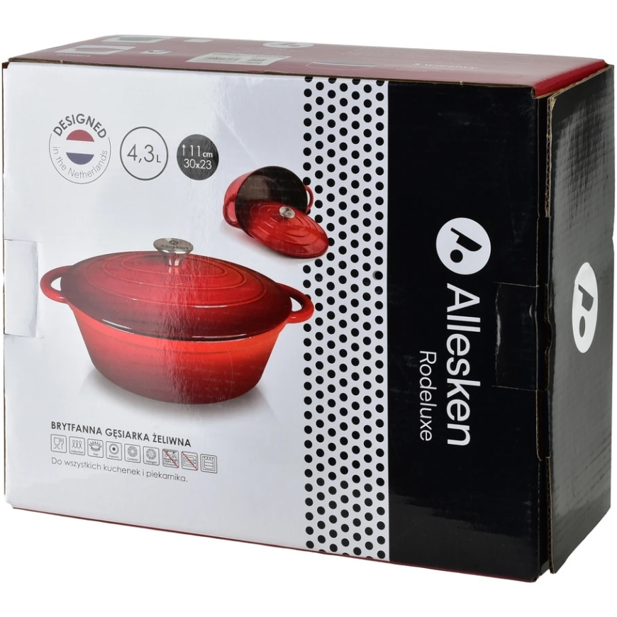 Allesken Mondex Rodeluxe Чугунная Кухонная Сковорода 30x22x11 см Красная 1 шт. – 3