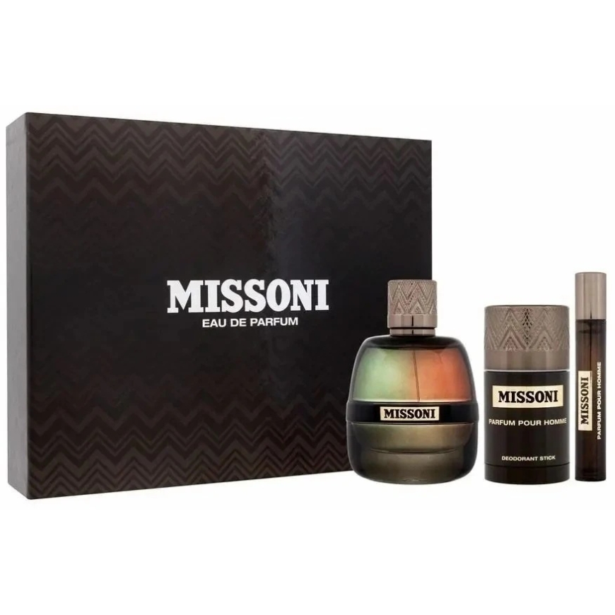 Set Missoni: Pour Homme Eau De Parfum For Men, 100 ml + Pour Homme Eau De Parfum For Men, 10 ml + Pour Homme Deodorant Stick For – 2