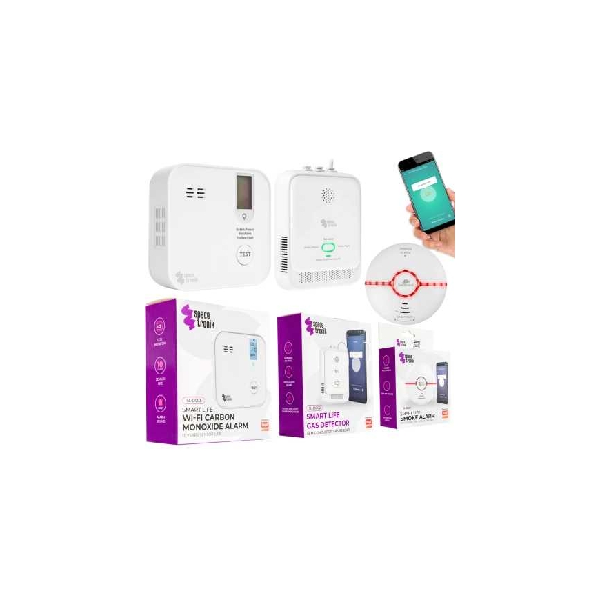 Spacetronik 3x smoke, gas, carbon monoxide sensor for apartment SL-DZ-CDG03