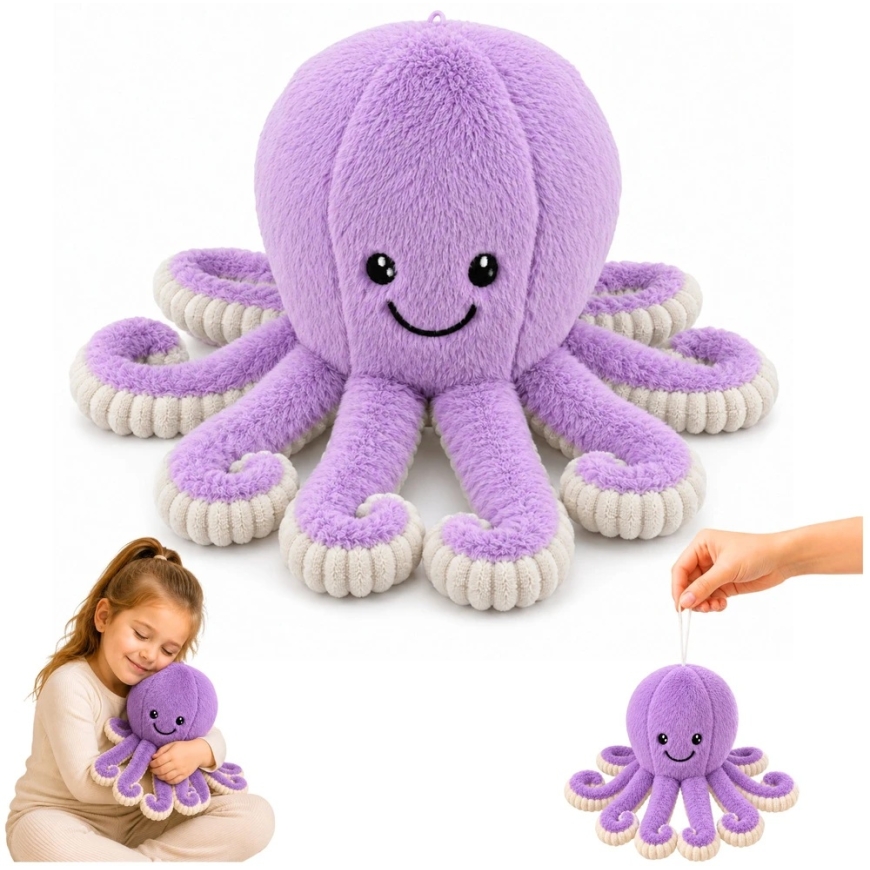 Lean Toys Mīkstais astoņkājis ar elastīgām tentaklēm, purpursarkans, 30 x 20 x 20 cm – 2