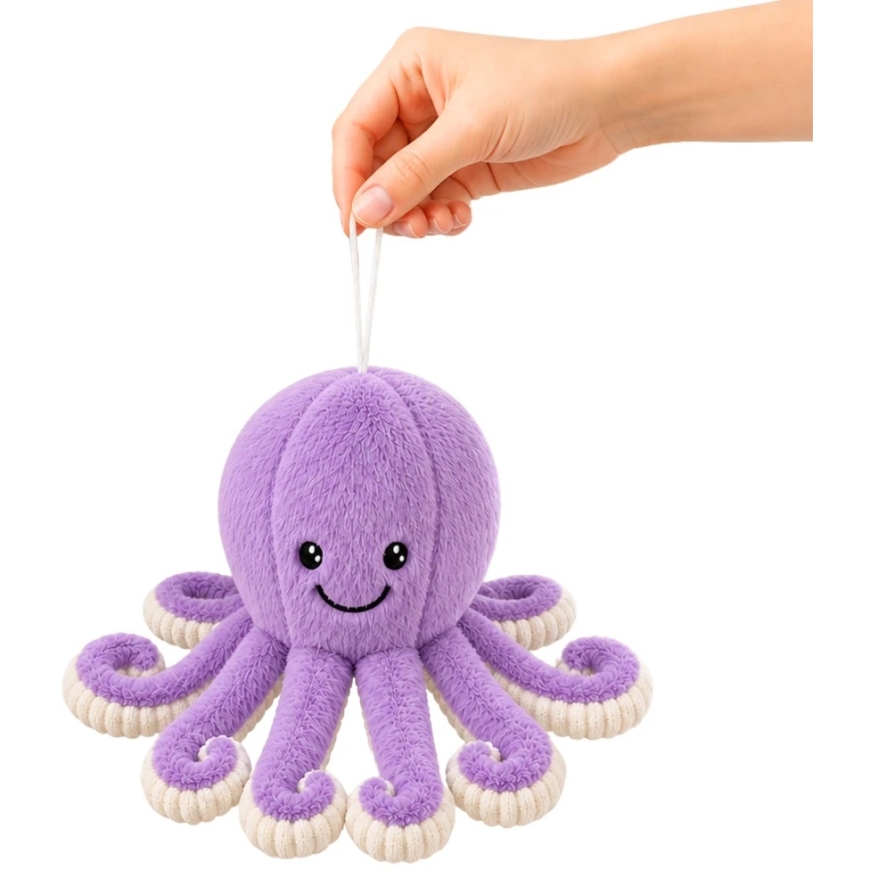 Lean Toys Plush Octopus with Stretchy Tentacles, Purple, 30 x 20 x 20 cm – 4