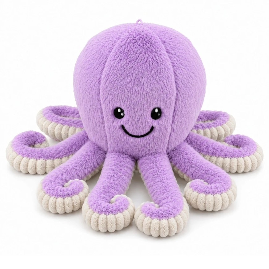 Lean Toys Plüüšiline kaheksajalg venivate tentaklitega, lilla, 30 x 20 x 20 cm – 5
