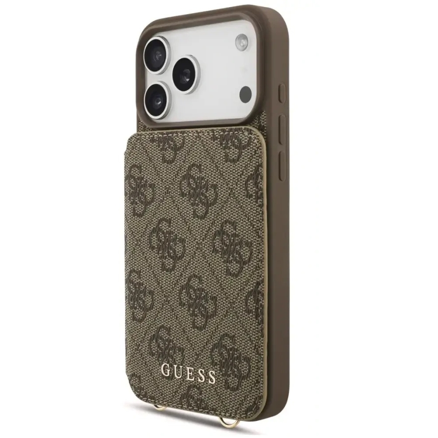 Guess 4G kartes vietām un magnētiskā aizdare crossbody vāks iPhone 18 Pro Max / 17 Pro Max brūns – 2
