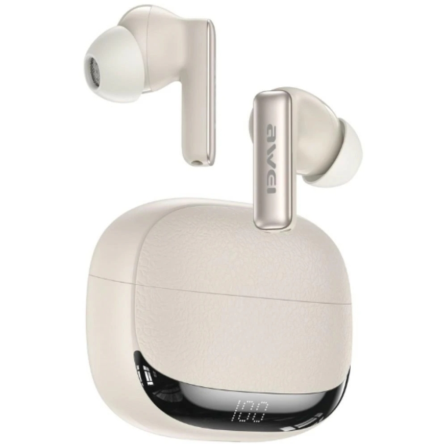 AWEI TA19 ANC Bluetooth 6.0 TWS Wireless Earbuds + Charging Case Sand Color