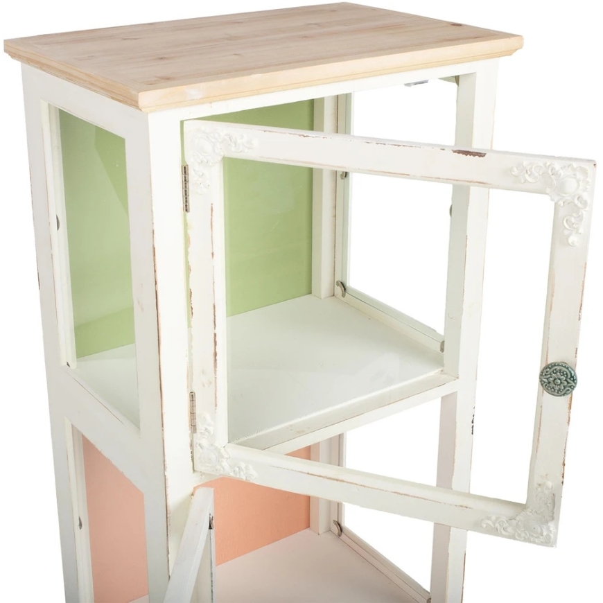 Home4You Vitrina „BIANCA“ 51 x 35 x H129 cm, senovinės baltos spalvos – 5