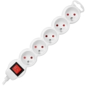Orno Extension Lead 5 sockets power strip 2P+Z, with switch, 3m H05VV-F 3x1.5mm2, Imax16A, flat plug, white Orno Extension Lead 5 sockets power strip 2P+Z, with switch, 3m H05VV-F 3x1.5mm2, Imax16A, flat plug, white