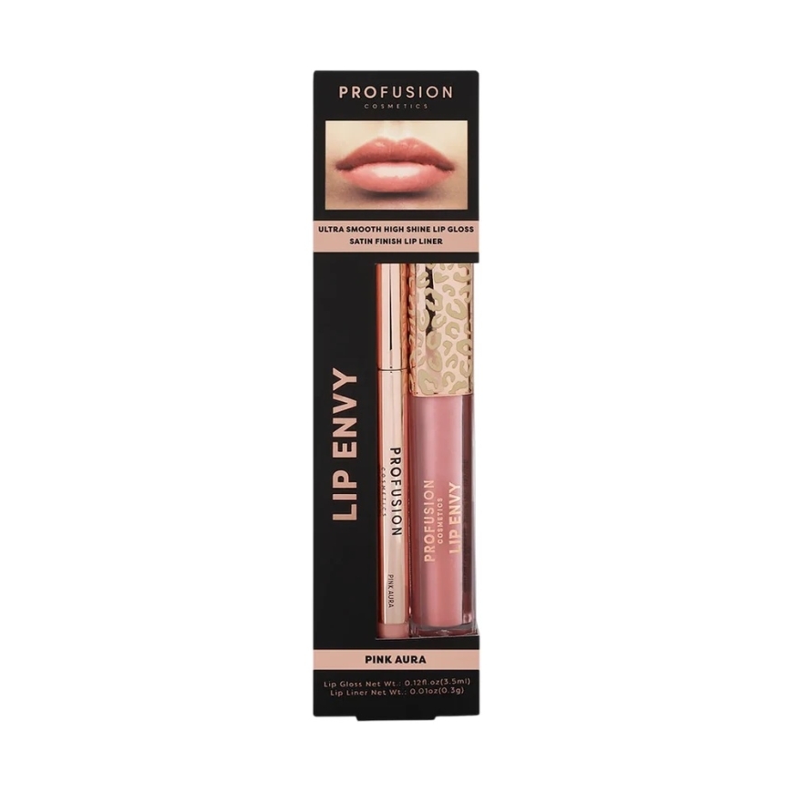 Profusion Cosmetics -sarja: Lip Envy Rose Aura Huulikiilto 3.5 ml + Lip Envy Rose Aura Huulikynä 0.3 g