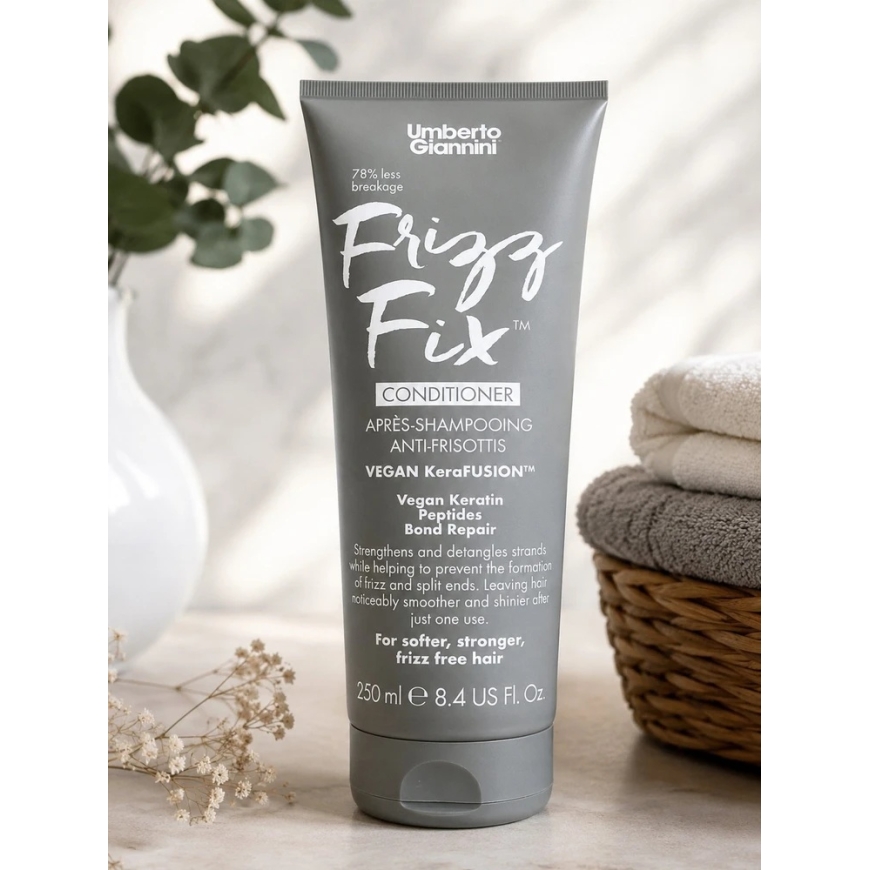 Umberto Giannini Frizz Fix hiustenhoitoaine, pehmentävä ja tasoittava sekä palauttava, 250 ml – 2