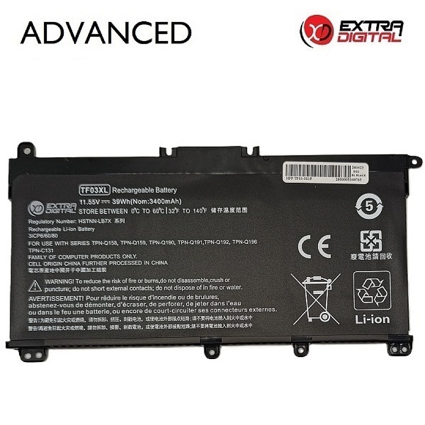 Notebook battery HP TF03XL, 3400mAh, Extra Digital Advanced