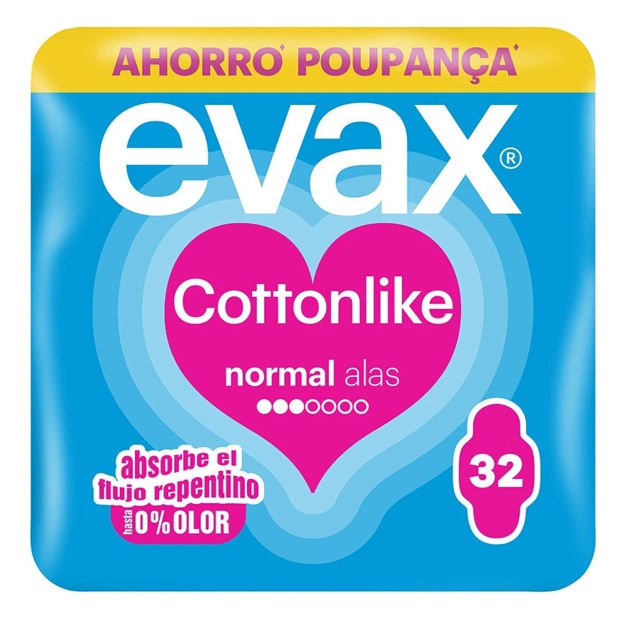 EVAX COTTONLIKE regular pads with wings, 32 pcs.