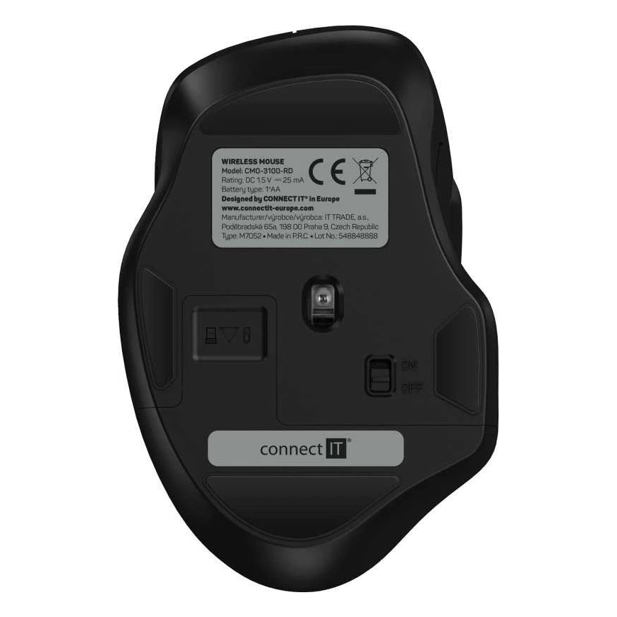 CONNECT IT kahekordne traadita "SmartSwitch" hiir, USB-A + C, punane – 5