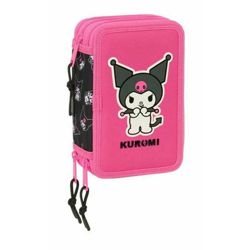 Safta Triple Pencil Case Kuromi Black Fuchsia 12.5 x 19.5 x 5.5 cm 37 Pieces