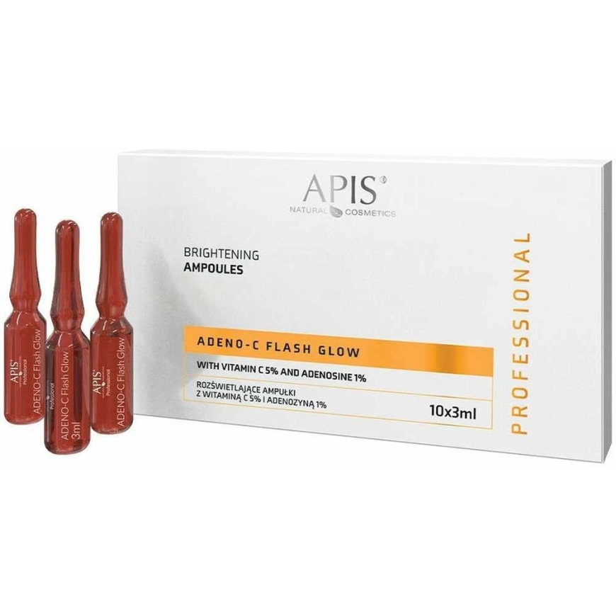 Apis Adeno-C Flash Glow švytinčios veido ampulės su vitaminu C ir adenozinu, 10 x 3 ml – 2