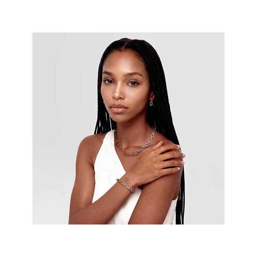 Daniel Wellington Kabantys dvispalviai auskarai 2in1 kontrastingos grandinėlės DW00401979 – 2