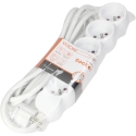 Orno 5-Outlet Extension Cord 2P+Z, 3m H05VV-F 3x1.5mm2, Imax 16A, Flat Plug, White