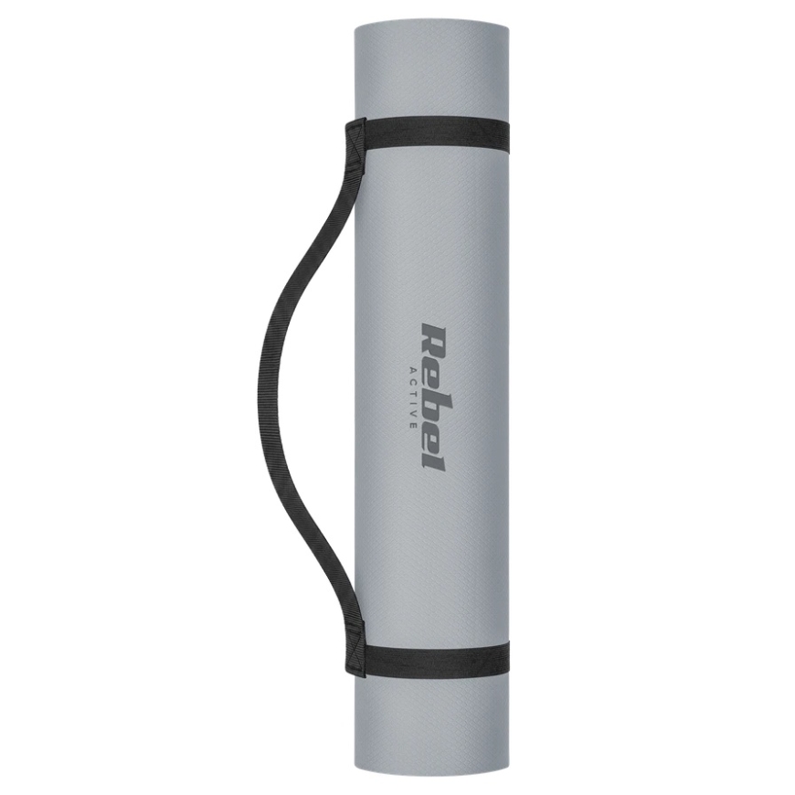 Yoga, Pilates, Fitness Mat, 183x61cm, 1cm Thickness, TPE Material, Gray, REBEL ACTIVE – 5