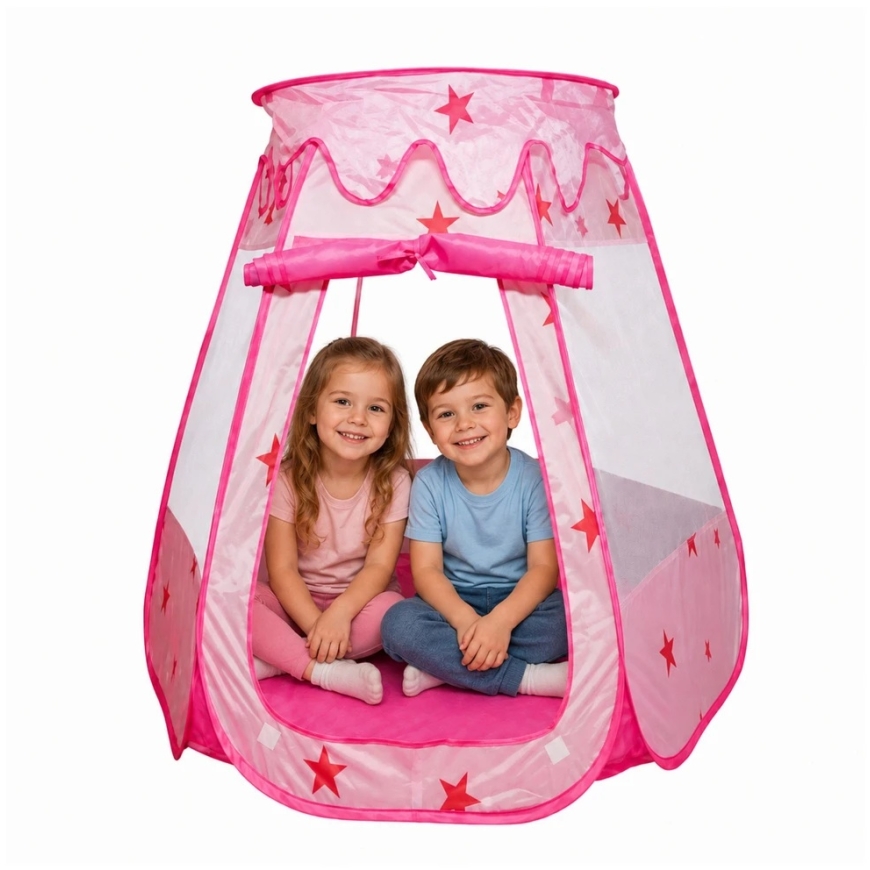Lean Toys Lasten leikkiteltta tähdillä, vaaleanpunainen, 110 x 87 cm – 3