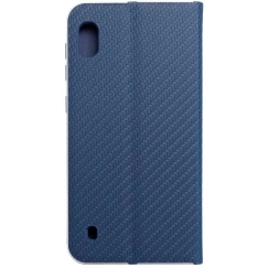 OEM LUNA Book Carbon -suojakotelo Samsung Galaxy A10:lle sinisessä värissä