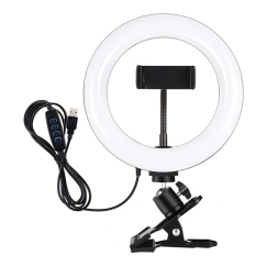 Puluz 20 cm rõngasvalgus vlogimiseks monitoriklambriga, telefonitaldrikuga ja värvitemperatuuri reguleerimisega (must)