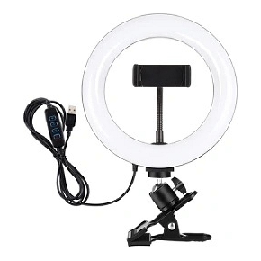 Puluz 20 cm Ring Light for Vlogging with Monitor Clip, Phone Holder, and Color Temperature Adjustment (Black) – 2